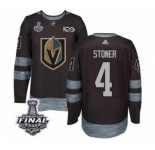 Men Adidas Vegas Golden Knights #4 Clayton Stoner Authentic Black 1917-2017 100th Anniversary 2018 Stanley Cup Final NHL Jersey