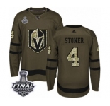 Men Adidas Vegas Golden Knights #4 Clayton Stoner Authentic Green Salute to Service 2018 Stanley Cup Final NHL Jersey