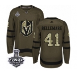Men Adidas Vegas Golden Knights #41 Pierre-Edouard Bellemare Authentic Green Salute to Service 2018 Stanley Cup Final NHL Jersey