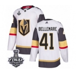 Men Adidas Vegas Golden Knights #41 Pierre-Edouard Bellemare Authentic White Away 2018 Stanley Cup Final NHL Jersey