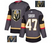 Men Adidas Vegas Golden Knights #47 Luca Sbisa Authentic Gray Fashion Gold NHL Jersey
