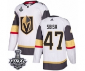 Men Adidas Vegas Golden Knights #47 Luca Sbisa Authentic White Away 2018 Stanley Cup Final NHL Jersey