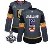 Men Adidas Vegas Golden Knights #5 Deryk Engelland Authentic Gray USA Flag Fashion 2018 Stanley Cup Final NHL Jersey