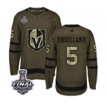 Men Adidas Vegas Golden Knights #5 Deryk Engelland Authentic Green Salute to Service 2018 Stanley Cup Final NHL Jersey