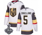 Men Adidas Vegas Golden Knights #5 Deryk Engelland Authentic White Away 2018 Stanley Cup Final NHL Jersey