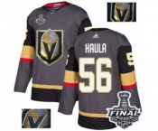 Men Adidas Vegas Golden Knights #56 Erik Haula Authentic Gray Fashion Gold 2018 Stanley Cup Final NHL Jersey