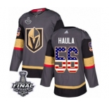 Men Adidas Vegas Golden Knights #56 Erik Haula Authentic Gray USA Flag Fashion 2018 Stanley Cup Final NHL Jersey