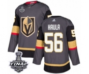 Men Adidas Vegas Golden Knights #56 Erik Haula Premier Gray Home 2018 Stanley Cup Final NHL Jersey