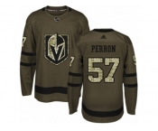 Men Adidas Vegas Golden Knights #57 David Perron Authentic Green Salute to Service NHL Jersey