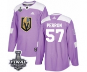Men Adidas Vegas Golden Knights #57 David Perron Authentic Purple Fights Cancer Practice 2018 Stanley Cup Final NHL Jersey