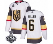 Men Adidas Vegas Golden Knights #6 Colin Miller Authentic White Away 2018 Stanley Cup Final NHL Jersey