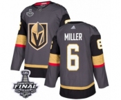 Men Adidas Vegas Golden Knights #6 Colin Miller Premier Gray Home 2018 Stanley Cup Final NHL Jersey