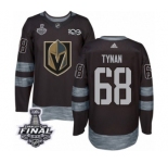 Men Adidas Vegas Golden Knights #68 T.J. Tynan Authentic Black 1917-2017 100th Anniversary 2018 Stanley Cup Final NHL Jersey