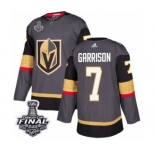 Men Adidas Vegas Golden Knights #7 Jason Garrison Authentic Gray Home 2018 Stanley Cup Final NHL Jersey