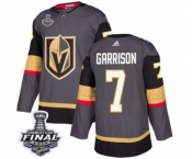 Men Adidas Vegas Golden Knights #7 Jason Garrison Premier Gray Home 2018 Stanley Cup Final NHL Jersey