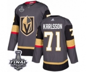 Men Adidas Vegas Golden Knights #71 William Karlsson Authentic Gray Home 2018 Stanley Cup Final NHL Jersey