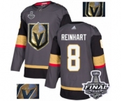 Men Adidas Vegas Golden Knights #8 Griffin Reinhart Authentic Gray Fashion Gold 2018 Stanley Cup Final NHL Jersey