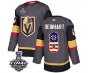 Men Adidas Vegas Golden Knights #8 Griffin Reinhart Authentic Gray USA Flag Fashion 2018 Stanley Cup Final NHL Jersey