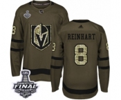 Men Adidas Vegas Golden Knights #8 Griffin Reinhart Authentic Green Salute to Service 2018 Stanley Cup Final NHL Jersey