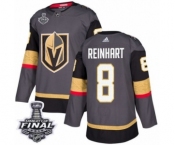 Men Adidas Vegas Golden Knights #8 Griffin Reinhart Premier Gray Home 2018 Stanley Cup Final NHL Jersey