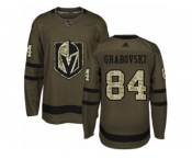 Men Adidas Vegas Golden Knights #84 Mikhail Grabovski Authentic Green Salute to Service NHL Jersey
