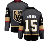Men Vegas Golden Knights #15 Jon Merrill Authentic Black Home Fanatics Branded Breakaway NHL Jersey
