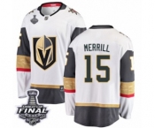 Men Vegas Golden Knights #15 Jon Merrill Authentic White Away Fanatics Branded Breakaway 2018 Stanley Cup Final NHL Jersey