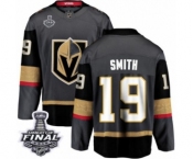 Men Vegas Golden Knights #19 Reilly Smith Authentic Black Home Fanatics Branded Breakaway 2018 Stanley Cup Final NHL Jersey