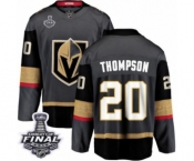 Men Vegas Golden Knights #20 Paul Thompson Authentic Black Home Fanatics Branded Breakaway 2018 Stanley Cup Final NHL Jersey