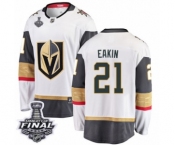 Men Vegas Golden Knights #21 Cody Eakin Authentic White Away Fanatics Branded Breakaway 2018 Stanley Cup Final NHL Jersey