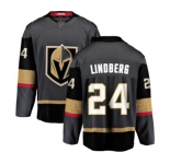 Men Vegas Golden Knights #24 Oscar Lindberg Authentic Black Home Fanatics Branded Breakaway NHL Jersey