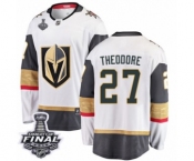 Men Vegas Golden Knights #27 Shea Theodore Authentic White Away Fanatics Branded Breakaway 2018 Stanley Cup Final NHL Jersey