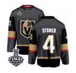 Men Vegas Golden Knights #4 Clayton Stoner Authentic Black Home Fanatics Branded Breakaway 2018 Stanley Cup Final NHL Jersey