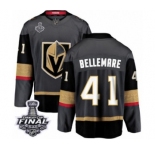 Men Vegas Golden Knights #41 Pierre-Edouard Bellemare Authentic Black Home Fanatics Branded Breakaway 2018 Stanley Cup Final NHL Jersey