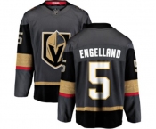 Men Vegas Golden Knights #5 Deryk Engelland Authentic Black Home Fanatics Branded Breakaway NHL Jersey