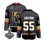 Men Vegas Golden Knights #55 Keegan Kolesar Authentic Black Home Fanatics Branded Breakaway 2018 Stanley Cup Final NHL Jersey