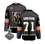 Men Vegas Golden Knights #71 William Karlsson Authentic Black Home Fanatics Branded Breakaway 2018 Stanley Cup Final NHL Jersey