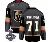 Men Vegas Golden Knights #71 William Karlsson Authentic Black Home Fanatics Branded Breakaway 2018 Stanley Cup Final NHL Jersey