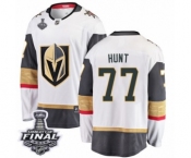 Men Vegas Golden Knights #77 Brad Hunt Authentic White Away Fanatics Branded Breakaway 2018 Stanley Cup Final NHL Jersey