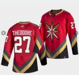 Men's Vegas Golden Knights #27 Shea Theodore Authentic Red Retro Hockey Jersey