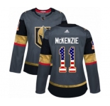 Women Adidas Vegas Golden Knights #11 Curtis McKenzie Authentic Gray USA Flag Fashion NHL Jersey