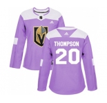 Women Adidas Vegas Golden Knights #20 Paul Thompson Authentic Purple Fights Cancer Practice NHL Jersey