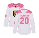 Women Adidas Vegas Golden Knights #20 Paul Thompson Authentic White Pink Fashion NHL Jersey