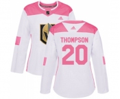 Women Adidas Vegas Golden Knights #20 Paul Thompson Authentic White Pink Fashion NHL Jersey