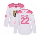 Women Adidas Vegas Golden Knights #22 Nick Holden Authentic White-Pink Fashion NHL Jersey