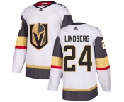 Women Adidas Vegas Golden Knights #24 Oscar Lindberg Authentic White Away NHL Jersey