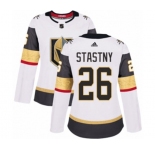 Women Adidas Vegas Golden Knights #26 Paul Stastny Authentic White Away NHL Jersey