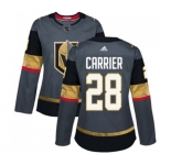 Women Adidas Vegas Golden Knights #28 William Carrier Authentic Gray Home NHL Jersey