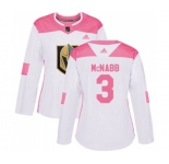 Women Adidas Vegas Golden Knights #3 Brayden McNabb Authentic White Pink Fashion NHL Jersey