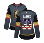 Women Adidas Vegas Golden Knights #33 Maxime Lagace Authentic Gray USA Flag Fashion NHL Jersey